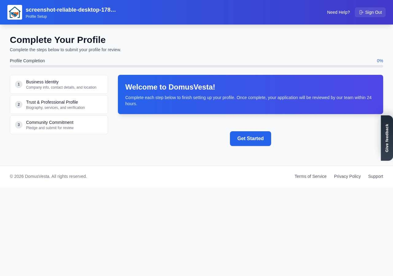 Your onboarding dashboard and profile completion