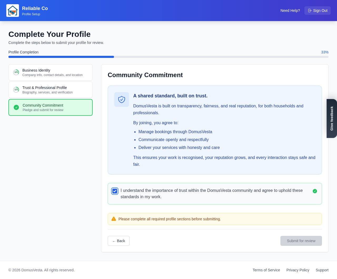 Making the community commitment